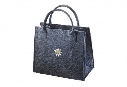 Filztasche dunkelgrau mit Edelwei� Applikation