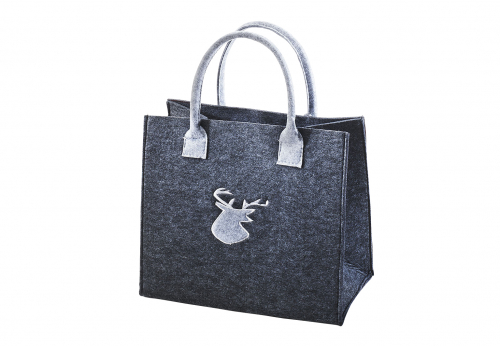 Filztasche dunkelgrau mit hellgrauem Hirschmotiv
