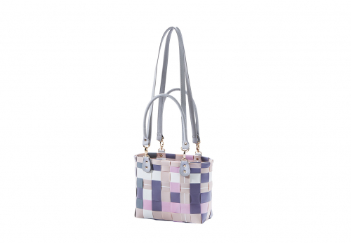 Shopper PASTEL PREMIUM SMALL aus PE mit langen abnehmbaren PU Henkeln und Tragegriffen