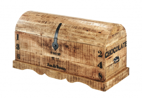 Truhe ANTIK aus FSC zertifiziertem Mangoholz mit Metallapplikationen