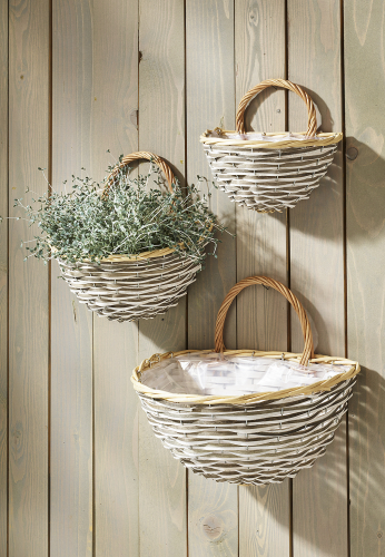 Wandkorb bepflanzbar m. Folie ausgeschlagen Weide Chipwood S/3