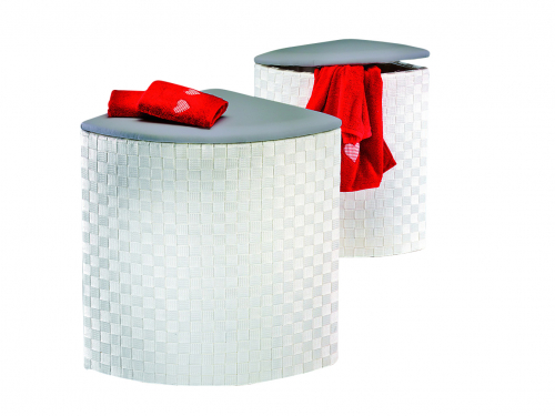 Eckw�schebeh�lter Set mit zwei Gr��en, wei�/grau, aus Nylongeflecht