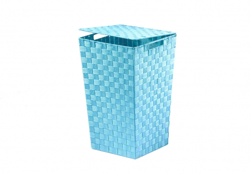 W�schebeh�lter quadratisch hellblau aus Nylon mit Metallrahmen