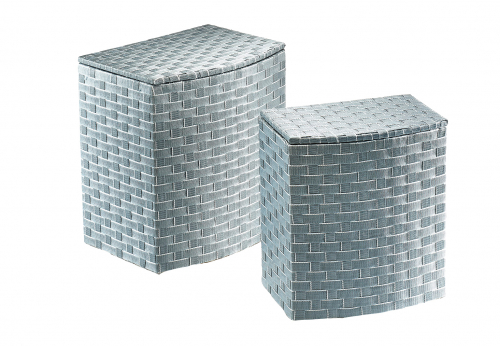 W�schebeh�lter grau-wei� 2-farbig Nylon auf Metallrahmen S/2