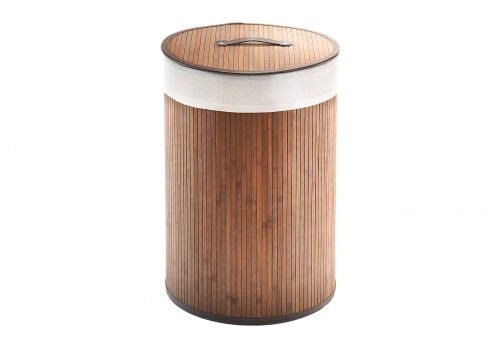 W�schebeh�lter rund aus Bambus und Textil braun