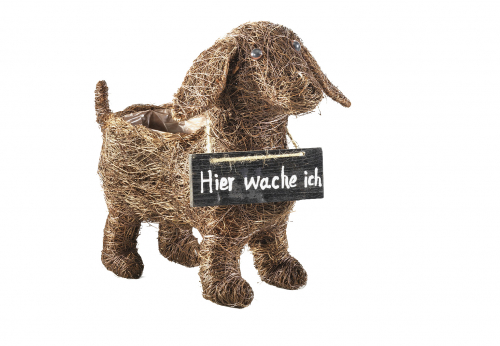 Deko-Hund zum Bepflanzen aus Rattan
