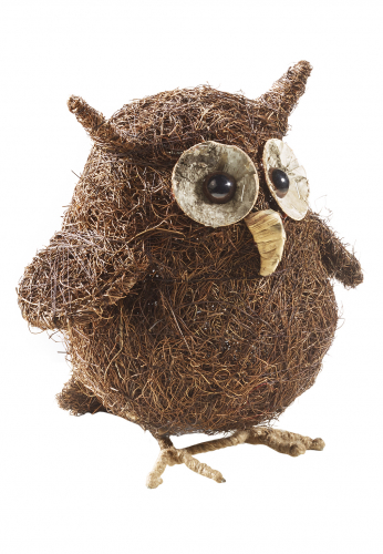 Deko-Eule aus Rattan braun 25 cm