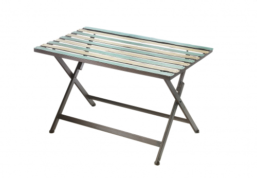 Tisch eckig aus Metall in den Farben Braun Wei� und T�rkis