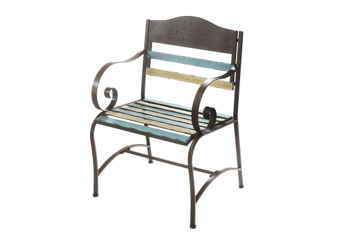 Stuhl mit Armlehne Metall braun wei� t�rkis