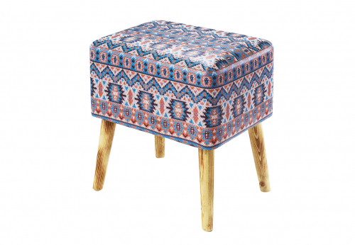 Hocker aus Holz rechteckig mit Kunstleder�berzug bunt