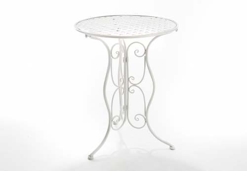 Tisch rund aus Metall in der Farbe wei�