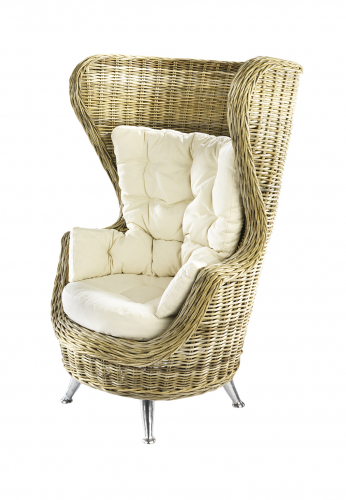 King Sessel aus Rattan grau inklusive Polster