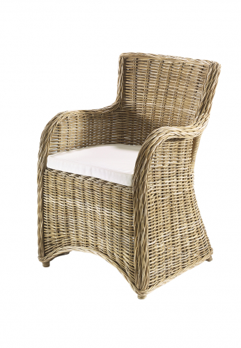 BRISTOL Sessel Rattan kubu grey mit Kissen und Armlehnen