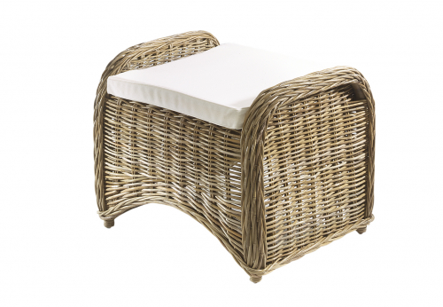 CARDIFF Hocker Rattan kubu grey mit Kissen
