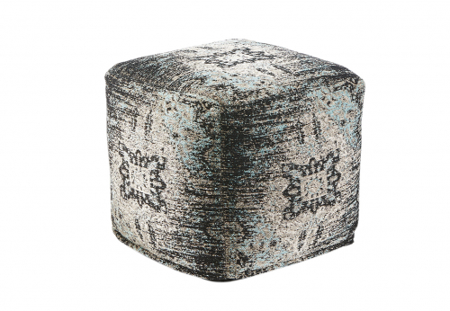 Sitzpouf aus indischem Webstoff AQUA 45x45x45 cm