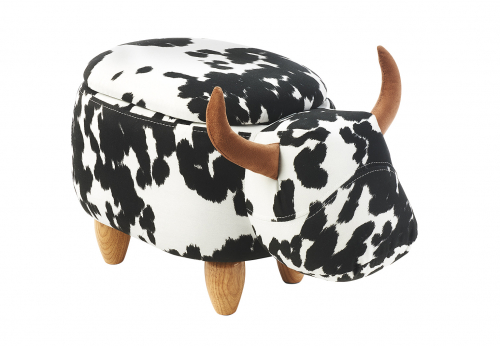 Hocker COW schwarz/weis mit Staufach