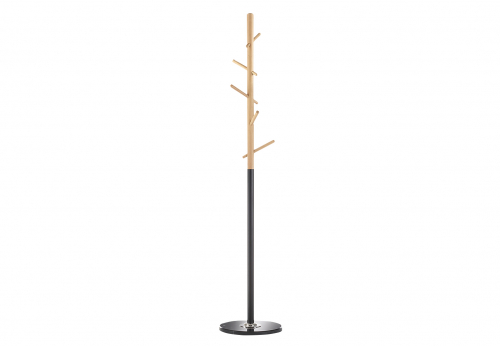 Garderobenst�nder TREE aus Metall schwarz und Buchenholz natur 5 Haken