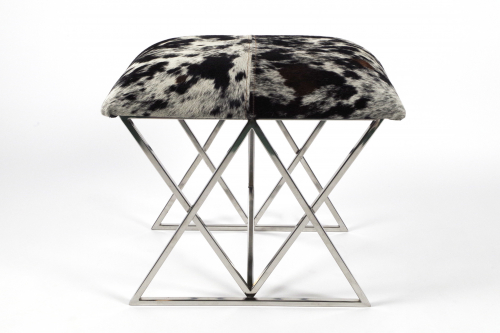 Sitzbank MODERN COW aus Metall mit Kuhfell bespannt
