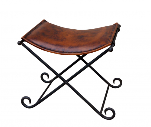 Hocker RUSTIKAL aus Metall und Leder