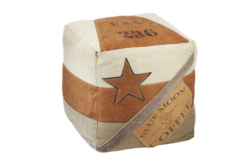 Sitzpouf COFFEE aus Canvas dreifarbig mit Aufn�hern