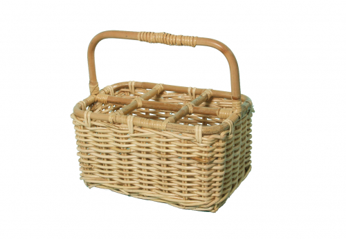 Flaschentr�ger f�r 6 Flaschen aus Rattan Flechtwaren Handarbeit