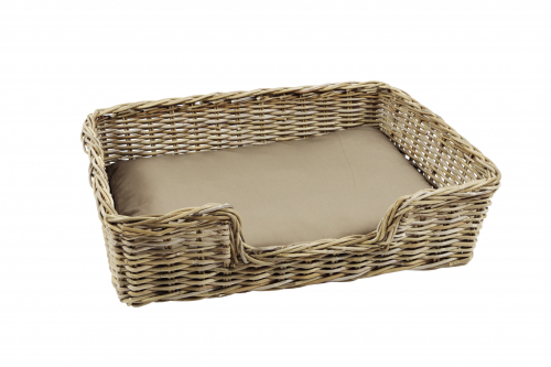 Hundelager PUPPY aus Rattan grau 94x74x26 mit passendem Kissen