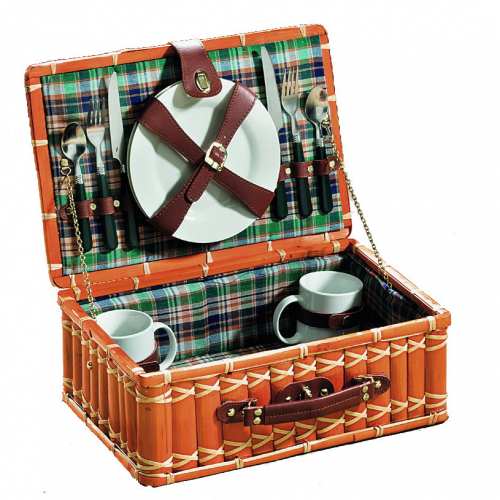Picknickkoffer f�r 2 Personen best�ckt Bambus