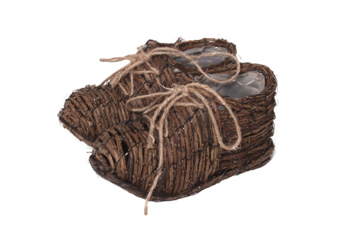 Dekoschuhpaar aus Rattan zum Bepflanzen