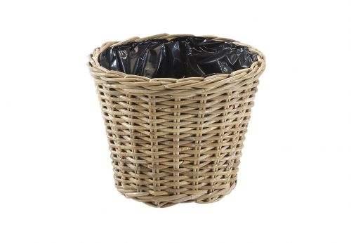 �bertopf rund aus Rattan in kubu grey mit Folie ausgeschlagen Handarbeit