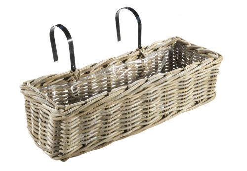 Blumenbank Rattan grau