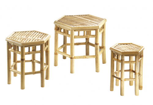 Blumenhocker 6-eckig Bambus Set mit drei Gr��en