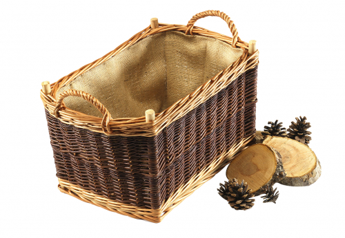 Holzkorb eckig ungesch. gekochte Weide