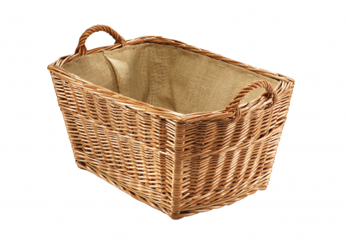 Holzkorb eckig gekochte Weide Leinen Gr 1