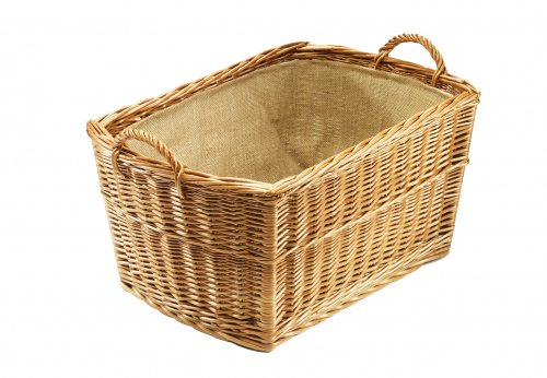 Holzkorb eckig gekochte Weide Leinen Gr 2