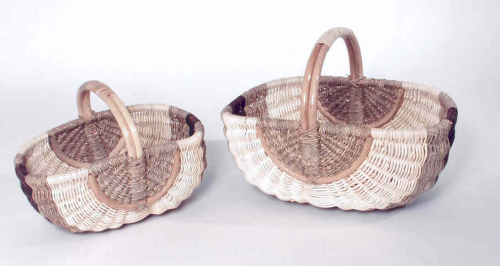 Rattankorbset bestehend aus zwei Gr��en, Farbe natur und braun