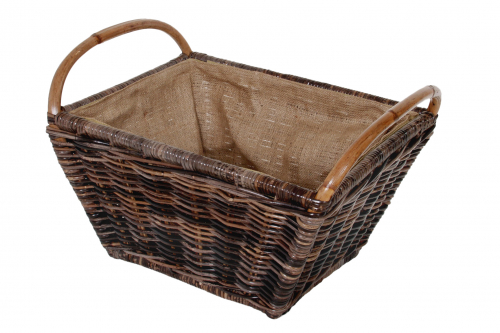 Kaminholzkorb/Vielzweckkorb aus Rattan-Krabu, ausgestattet Leinen