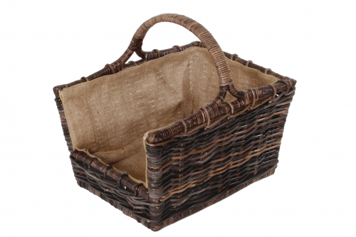 Holztrage Krabu Rattan mit abnehmbaren Leinenstoff