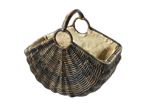 Holzkorb Krabu Rattan mit Leinen