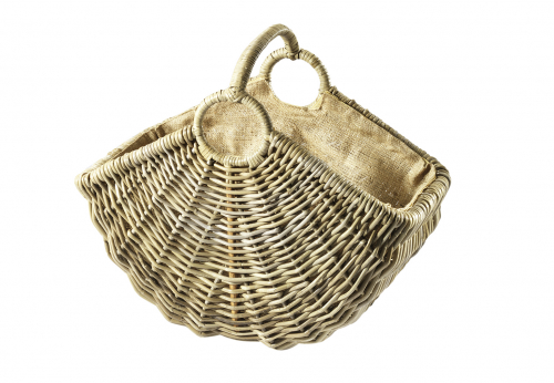 Holzkorb Rattan grau mit mit abnehmbarer Jute ausgeschlagen