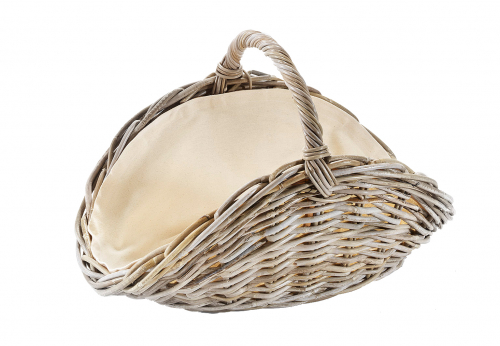 Holzkorb oval Kubu grey Rattan mit Henkel und Leinen ausgeschlagen