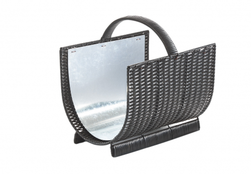 Holztrage aus Polyrattan und Metall ovale Form dunkelbraun