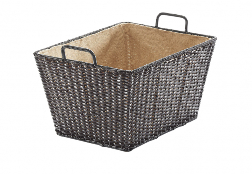 Holzkorb aus Polyrattan mit Jutefutter ausgeschlagen dunkelbraun