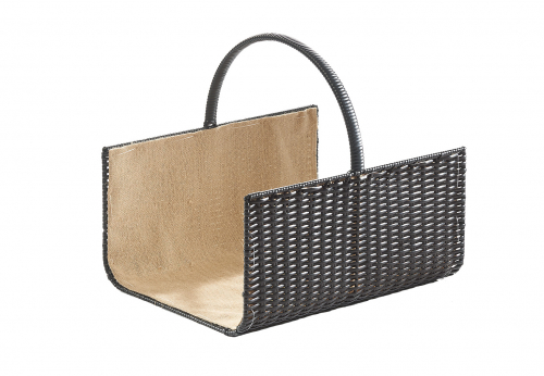 Holztrage aus Polyrattan mit Jutefutter ausgeschlagen dunkelbraun