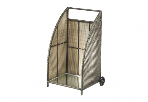 Kaminholzwagen 95 cm aus Polyrattan grau mit 2 R�dern
