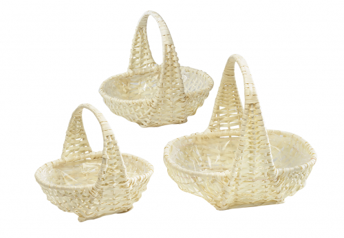 Geschenkkorb aus Weide natur mit Henkelgriff Folie S/3