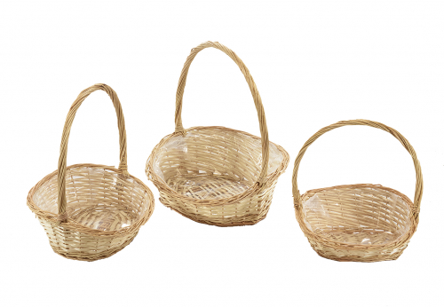 Geschenkkorb aus Weide natur mit Folie ausgeschlagen S/3