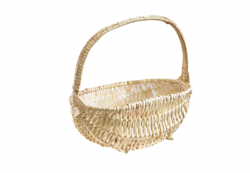 Geschenkkorb aus Weide natur mit Henkelgriff und Folie ausgeschlagen