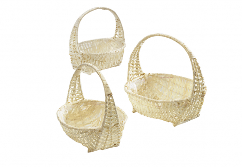 Geschenkkorb aus Weide natur mit Henkelgriff S/3