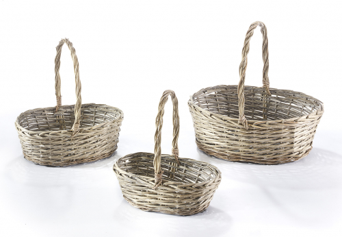Geschenkkorb oval grey-washed aus Weide S/3