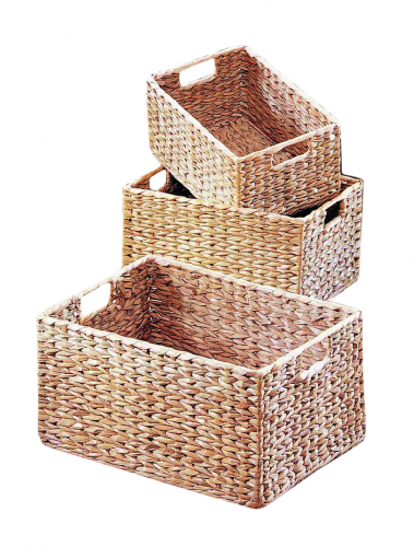 Regalkorb Regalbox Ordnugshelfer eckig aus Wasserhyazinthe S/3